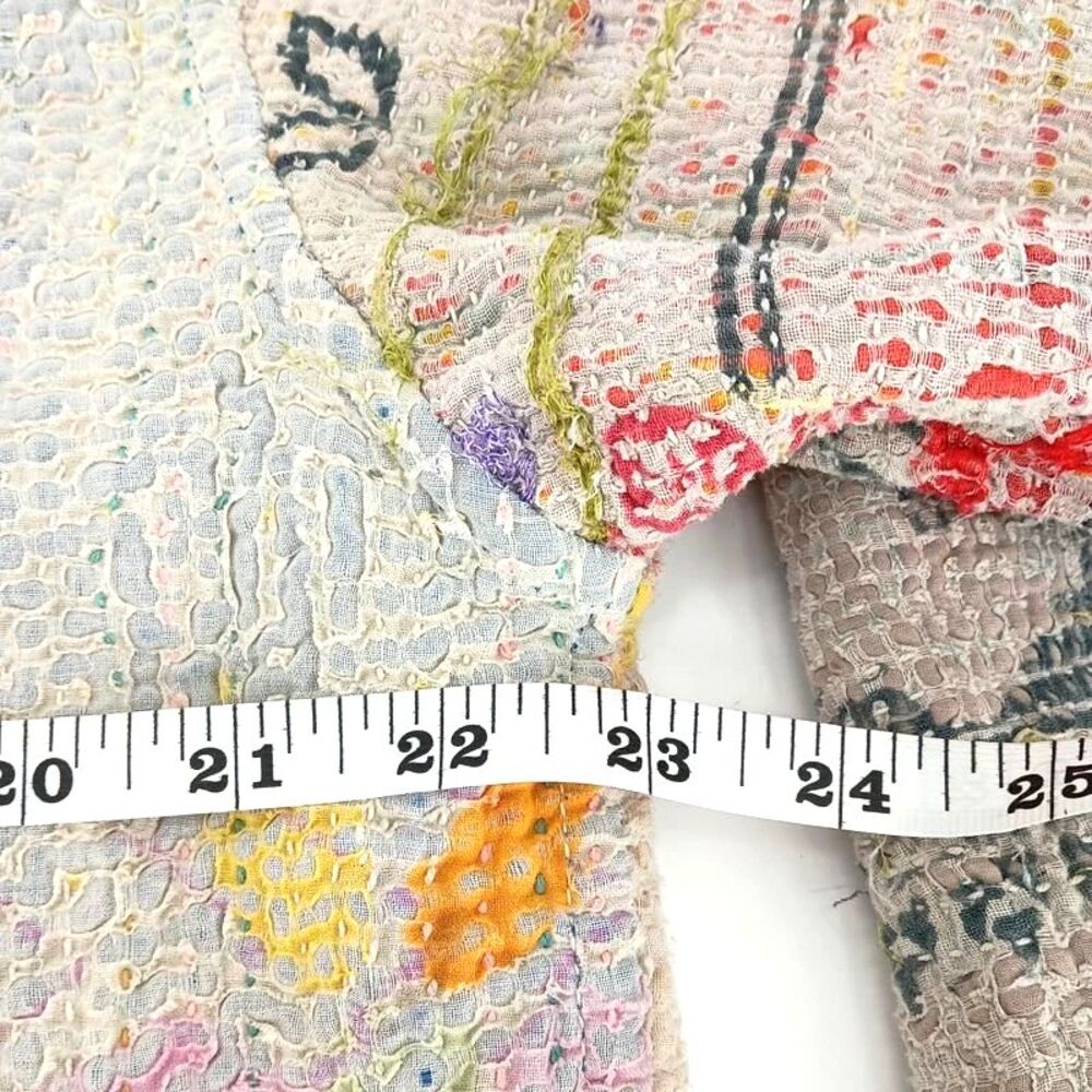 Reversible Kantha Quilted Patchwork Cropped Jacket Handmade Boho Wearable Art - Picture 11 of 14